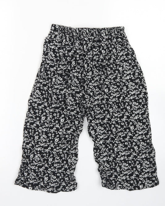 Miss E-vie Girls Black Floral Viscose Culotte Shorts Size 8-9 Years  Regular