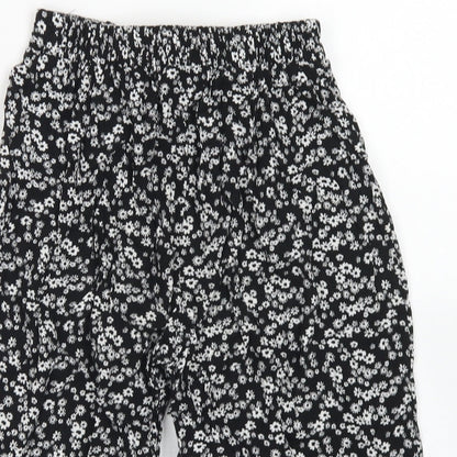 Miss E-vie Girls Black Floral Viscose Culotte Shorts Size 8-9 Years  Regular