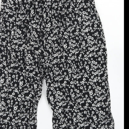 Miss E-vie Girls Black Floral Viscose Culotte Shorts Size 8-9 Years  Regular