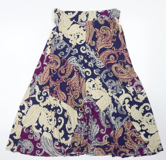 Bonmarché Womens Blue Paisley Viscose Flare Skirt Size 10