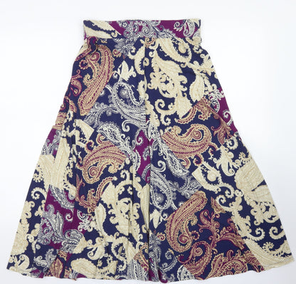 Bonmarché Womens Blue Paisley Viscose Flare Skirt Size 10