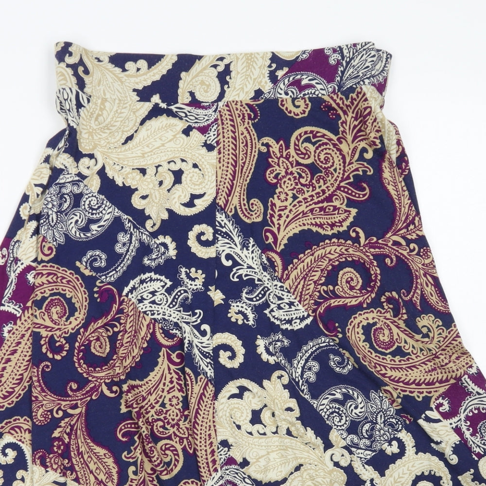 Bonmarché Womens Blue Paisley Viscose Flare Skirt Size 10