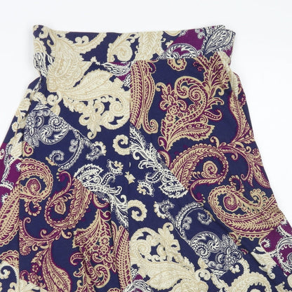 Bonmarché Womens Blue Paisley Viscose Flare Skirt Size 10