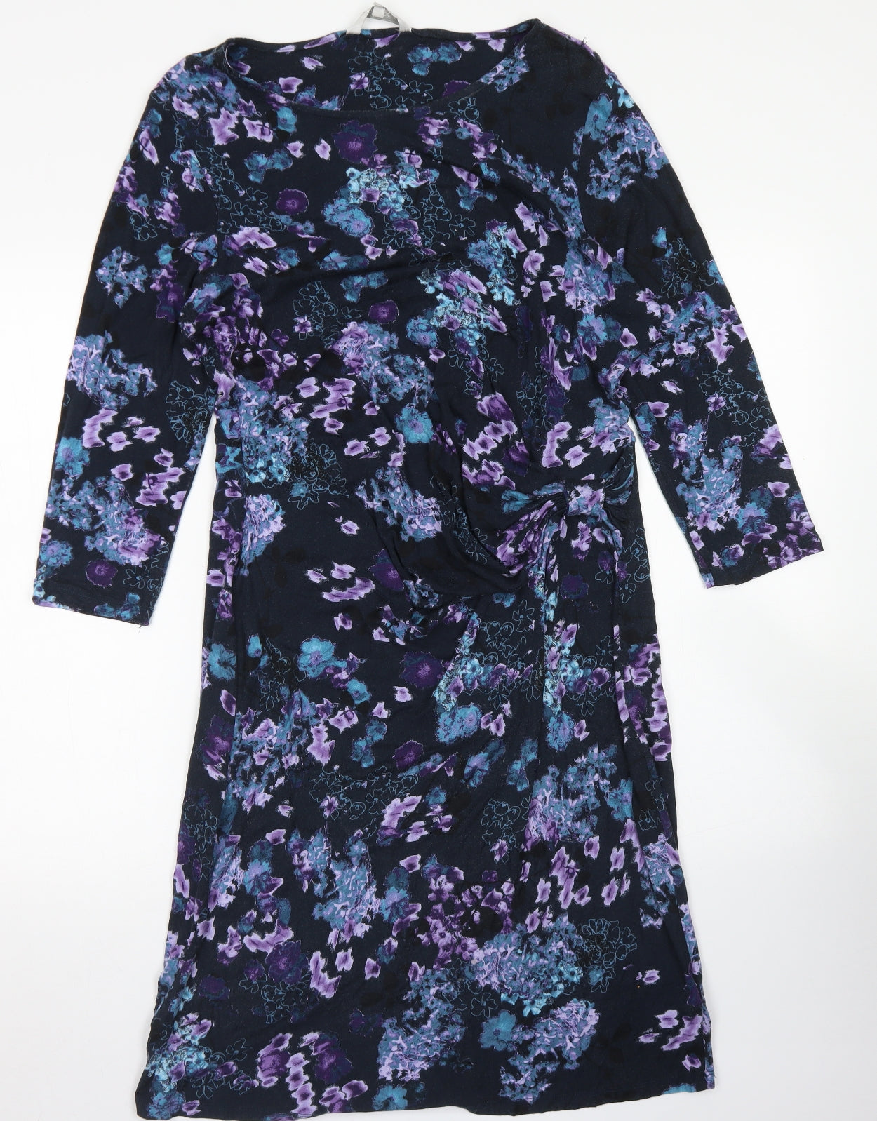 RJR.John Rocha Womens Black Floral Viscose Sheath  Size 16  Round Neck