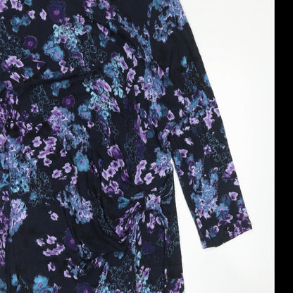 RJR.John Rocha Womens Black Floral Viscose Sheath  Size 16  Round Neck