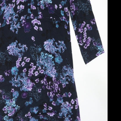 RJR.John Rocha Womens Black Floral Viscose Sheath  Size 16  Round Neck
