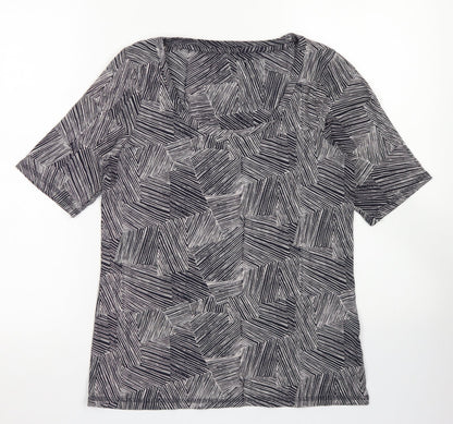 M&S Womens Blue Striped Cotton  T-Shirt Size 14 Scoop Neck