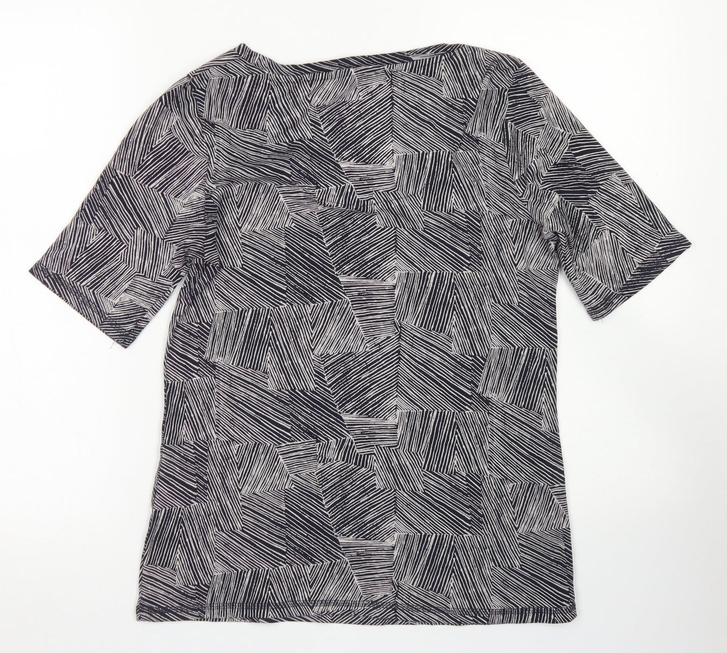 M&S Womens Blue Striped Cotton  T-Shirt Size 14 Scoop Neck