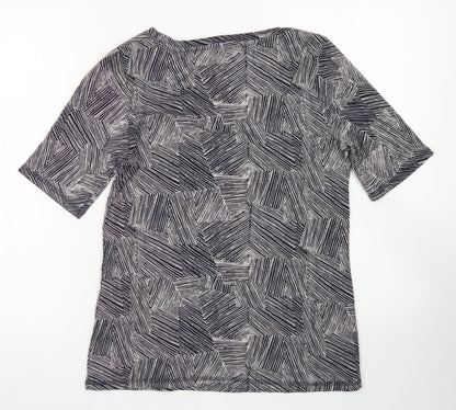 M&S Womens Blue Striped Cotton  T-Shirt Size 14 Scoop Neck