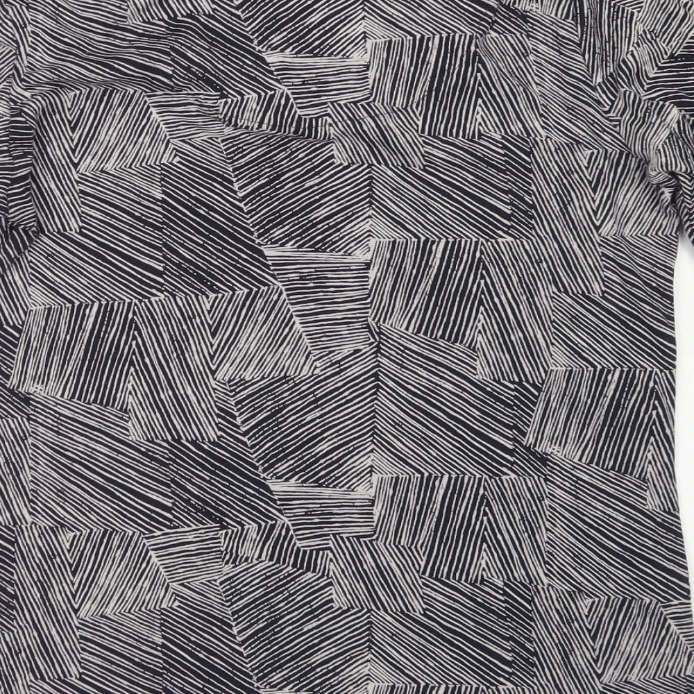 M&S Womens Blue Striped Cotton  T-Shirt Size 14 Scoop Neck