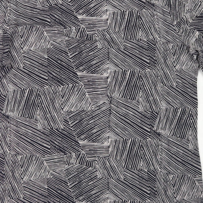 M&S Womens Blue Striped Cotton  T-Shirt Size 14 Scoop Neck