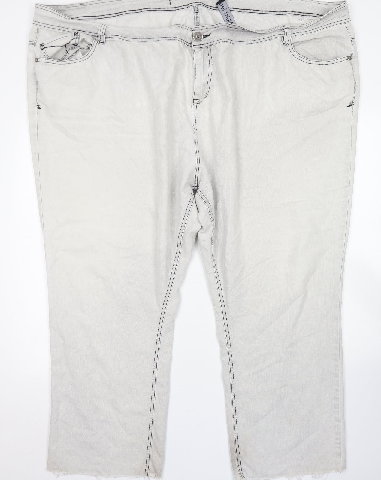 Evans Womens Grey  Cotton Straight Jeans Size 32 L25 in Regular Button