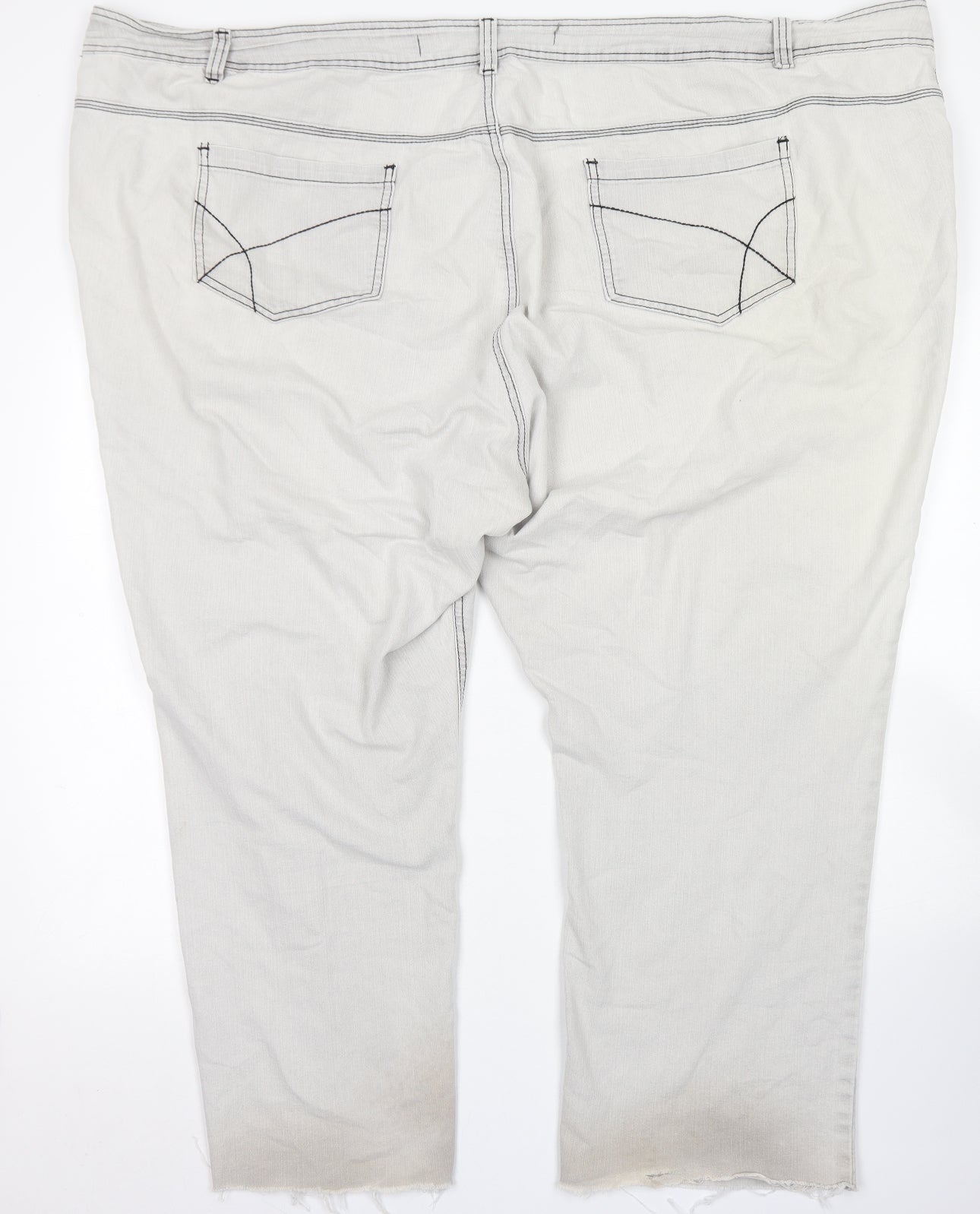 Evans Womens Grey  Cotton Straight Jeans Size 32 L25 in Regular Button