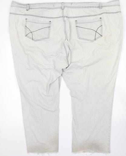 Evans Womens Grey  Cotton Straight Jeans Size 32 L25 in Regular Button