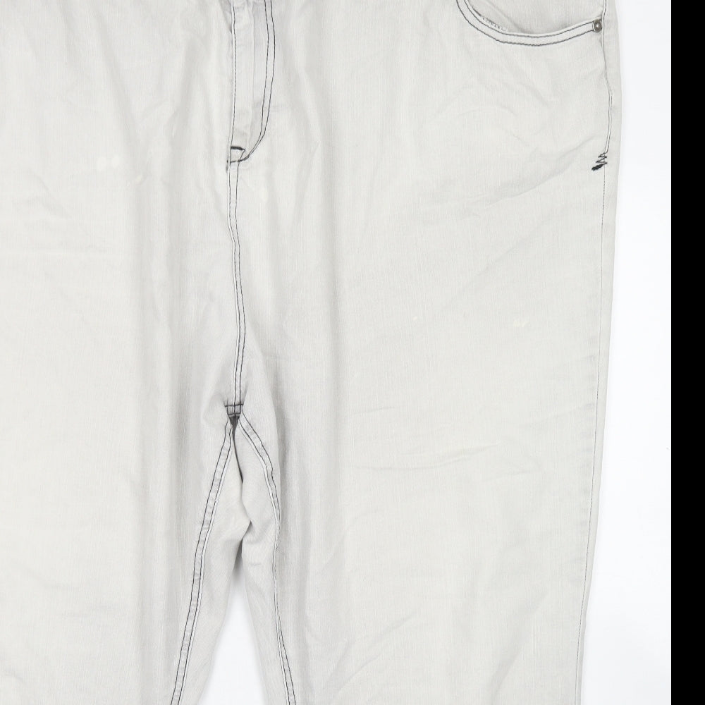 Evans Womens Grey  Cotton Straight Jeans Size 32 L25 in Regular Button