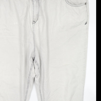 Evans Womens Grey  Cotton Straight Jeans Size 32 L25 in Regular Button