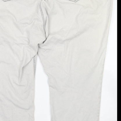 Evans Womens Grey  Cotton Straight Jeans Size 32 L25 in Regular Button