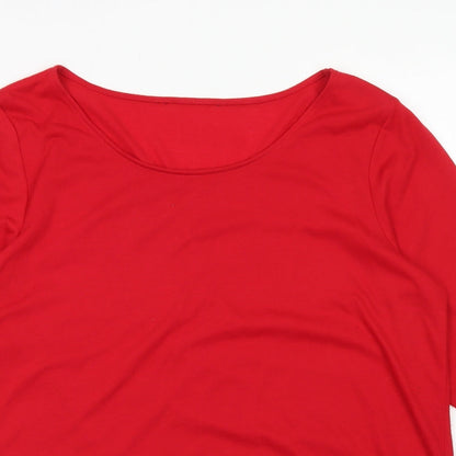 Evans Womens Red  Polyester Basic T-Shirt Size 14 Round Neck