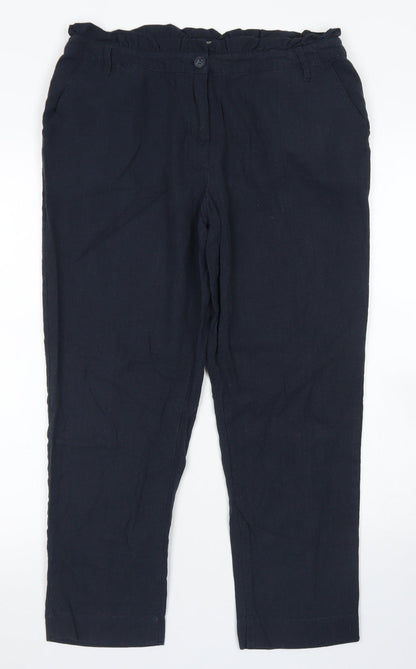 Womens UK Size 10 Oasis Regular Fit Pedal Pusher Blue Trousers