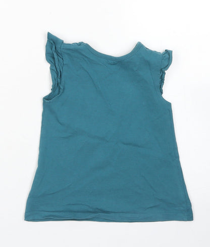 George Girls Blue  Cotton Basic T-Shirt Size 12-18 Months Crew Neck