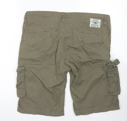 Fresh Brand Mens Green  Cotton Cargo Shorts Size XL L10 in Regular Button
