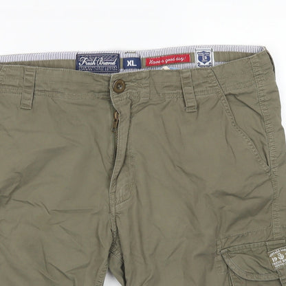 Fresh Brand Mens Green  Cotton Cargo Shorts Size XL L10 in Regular Button