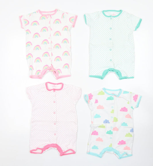 NEXT Girls Pink Spotted Cotton Romper Outfit/Set Size 6-9 Months  Snap