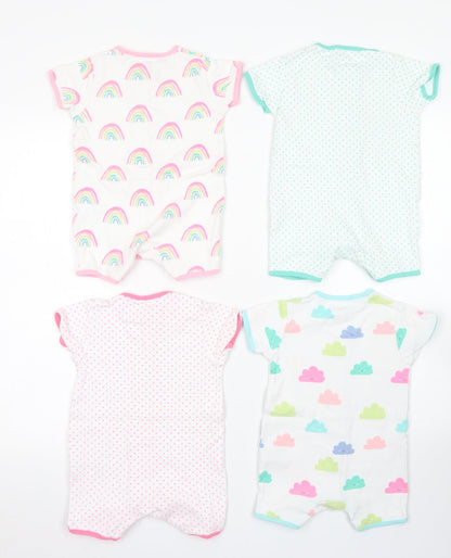 NEXT Girls Pink Spotted Cotton Romper Outfit/Set Size 6-9 Months  Snap