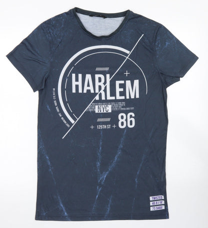 Twisted Soul Mens Blue  Polyester  T-Shirt Size S Crew Neck  - Harlem
