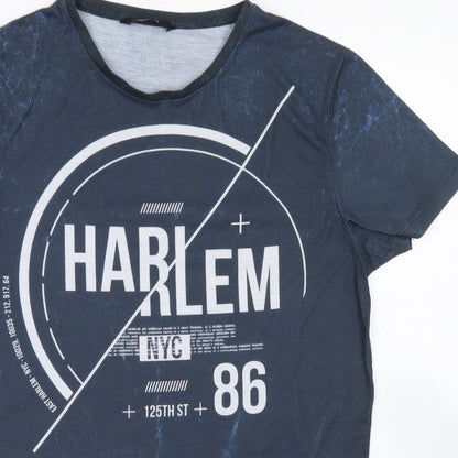 Twisted Soul Mens Blue  Polyester  T-Shirt Size S Crew Neck  - Harlem