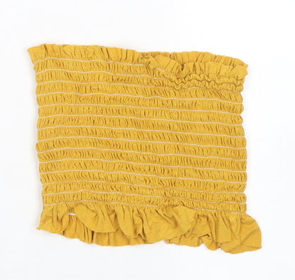 Womens UK Size 6 Misspap Yellow Cropped T-Shirt