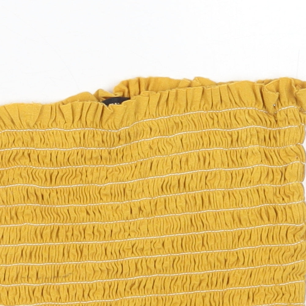 Womens UK Size 6 Misspap Yellow Cropped T-Shirt