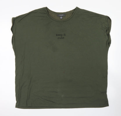 Primark Womens Green  Polyester Basic T-Shirt Size 2XL Crew Neck