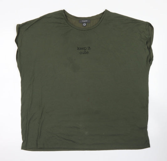 Primark Womens Green  Polyester Basic T-Shirt Size 2XL Crew Neck