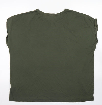 Primark Womens Green  Polyester Basic T-Shirt Size 2XL Crew Neck