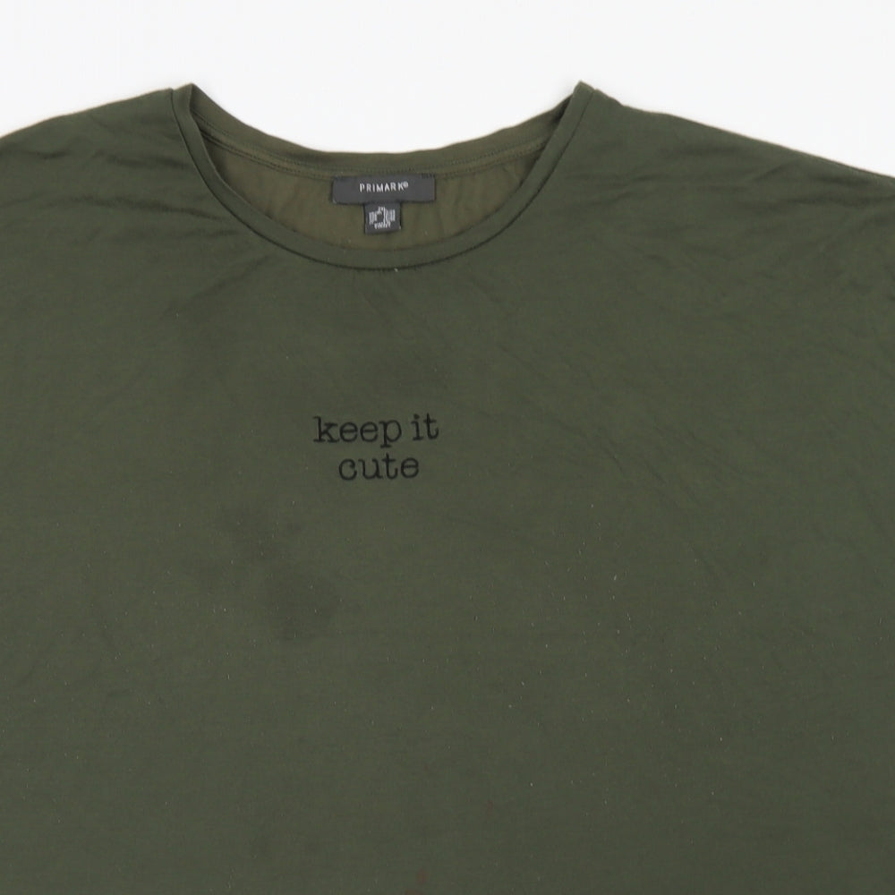 Primark Womens Green  Polyester Basic T-Shirt Size 2XL Crew Neck