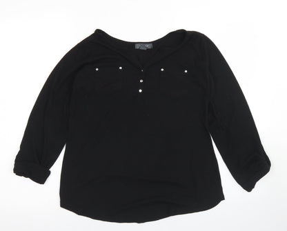 Primark Womens Black  Polyester Basic Blouse Size S Round Neck