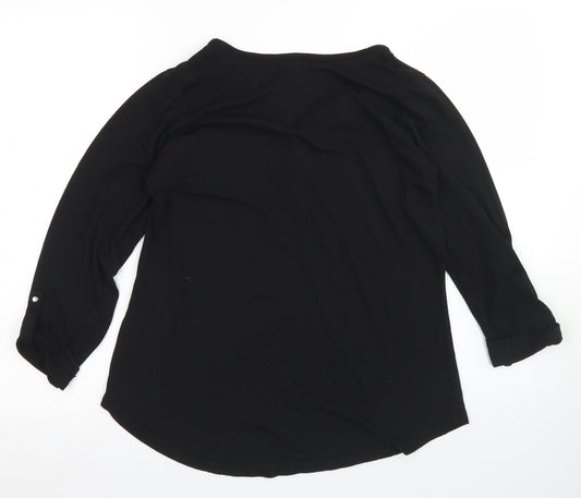 Primark Womens Black  Polyester Basic Blouse Size S Round Neck