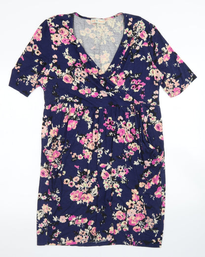 Billie & Blossom Womens Blue Floral Viscose Pencil Dress  Size 18  V-Neck