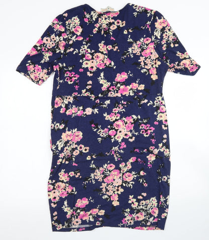 Billie & Blossom Womens Blue Floral Viscose Pencil Dress  Size 18  V-Neck