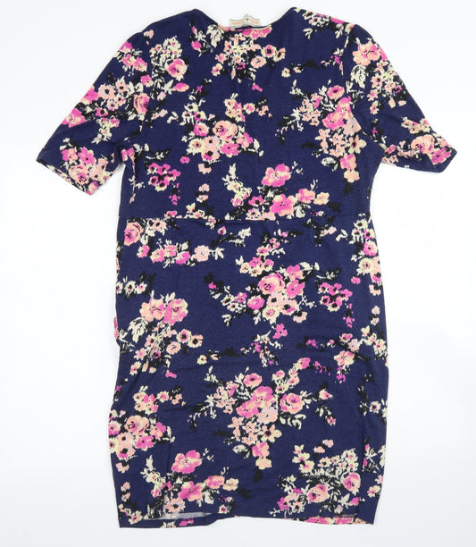 Billie & Blossom Womens Blue Floral Viscose Pencil Dress  Size 18  V-Neck