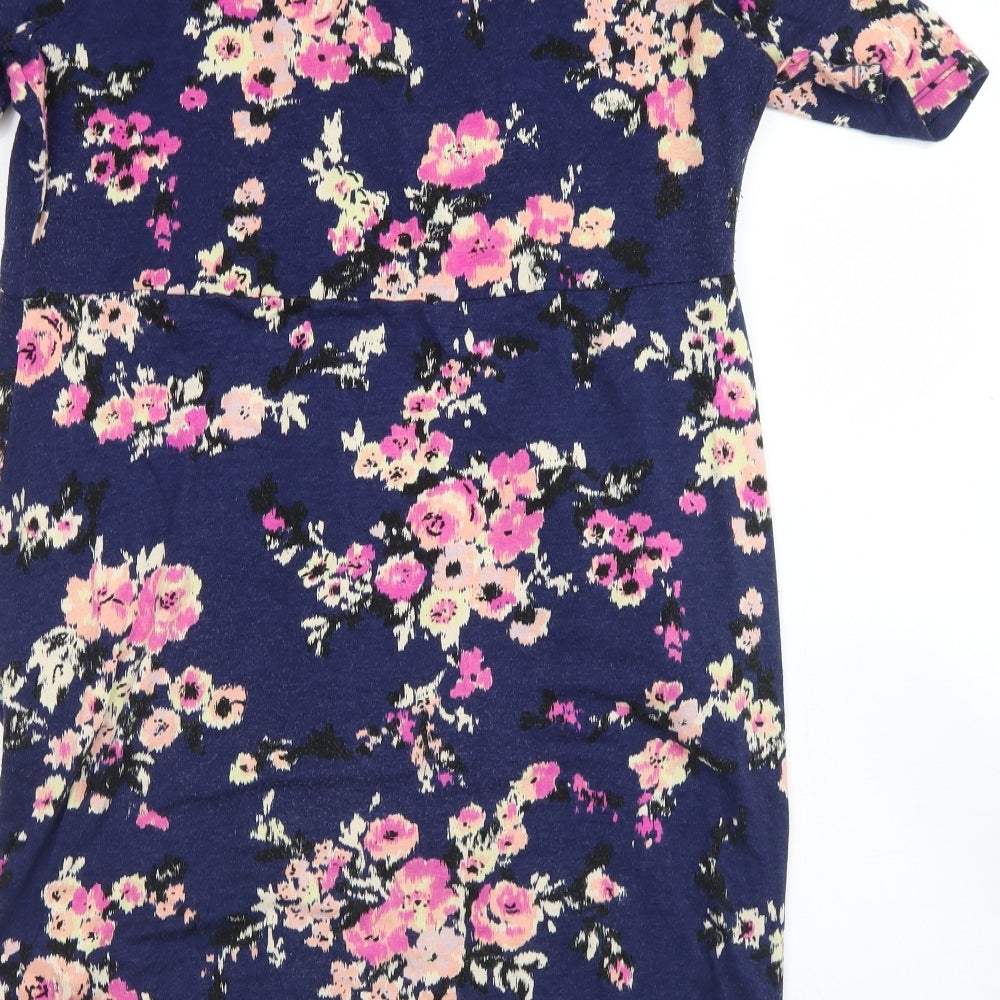 Billie & Blossom Womens Blue Floral Viscose Pencil Dress  Size 18  V-Neck