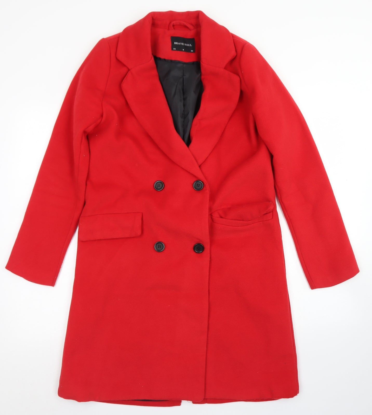 Womens UK Size 8 Brave Soul Red Overcoat