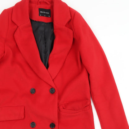 Womens UK Size 8 Brave Soul Red Overcoat