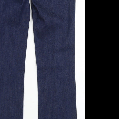 M&S Womens Blue  Cotton Bootcut Jeans Size 14 L30 in Regular Button