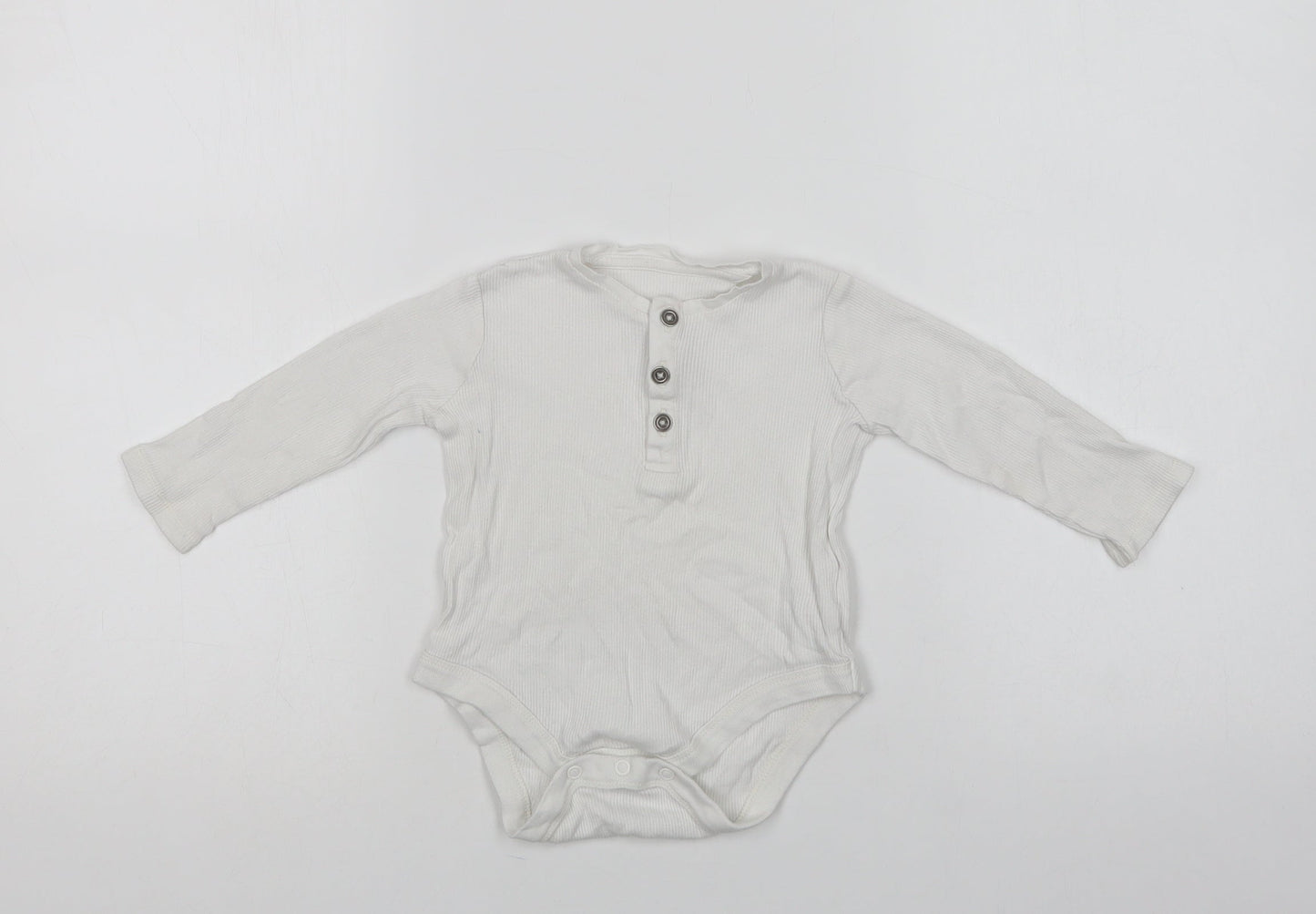 F&F Baby White  Cotton Romper One-Piece Size 9-12 Months  Snap