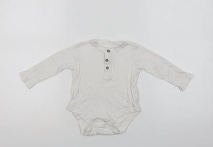 F&F Baby White  Cotton Romper One-Piece Size 9-12 Months  Snap