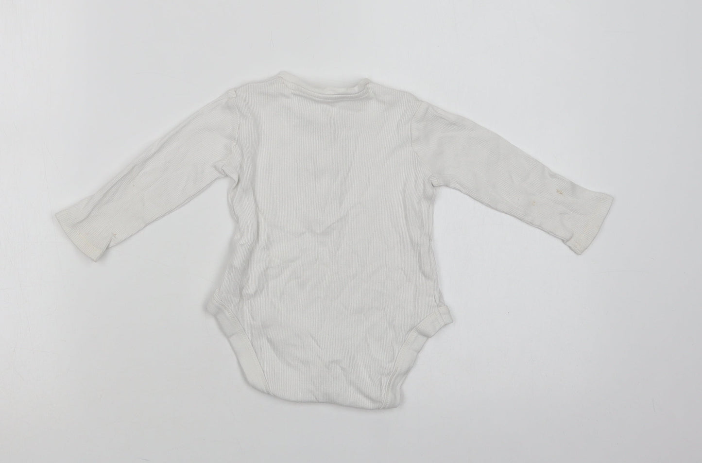 F&F Baby White  Cotton Romper One-Piece Size 9-12 Months  Snap
