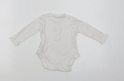 F&F Baby White  Cotton Romper One-Piece Size 9-12 Months  Snap