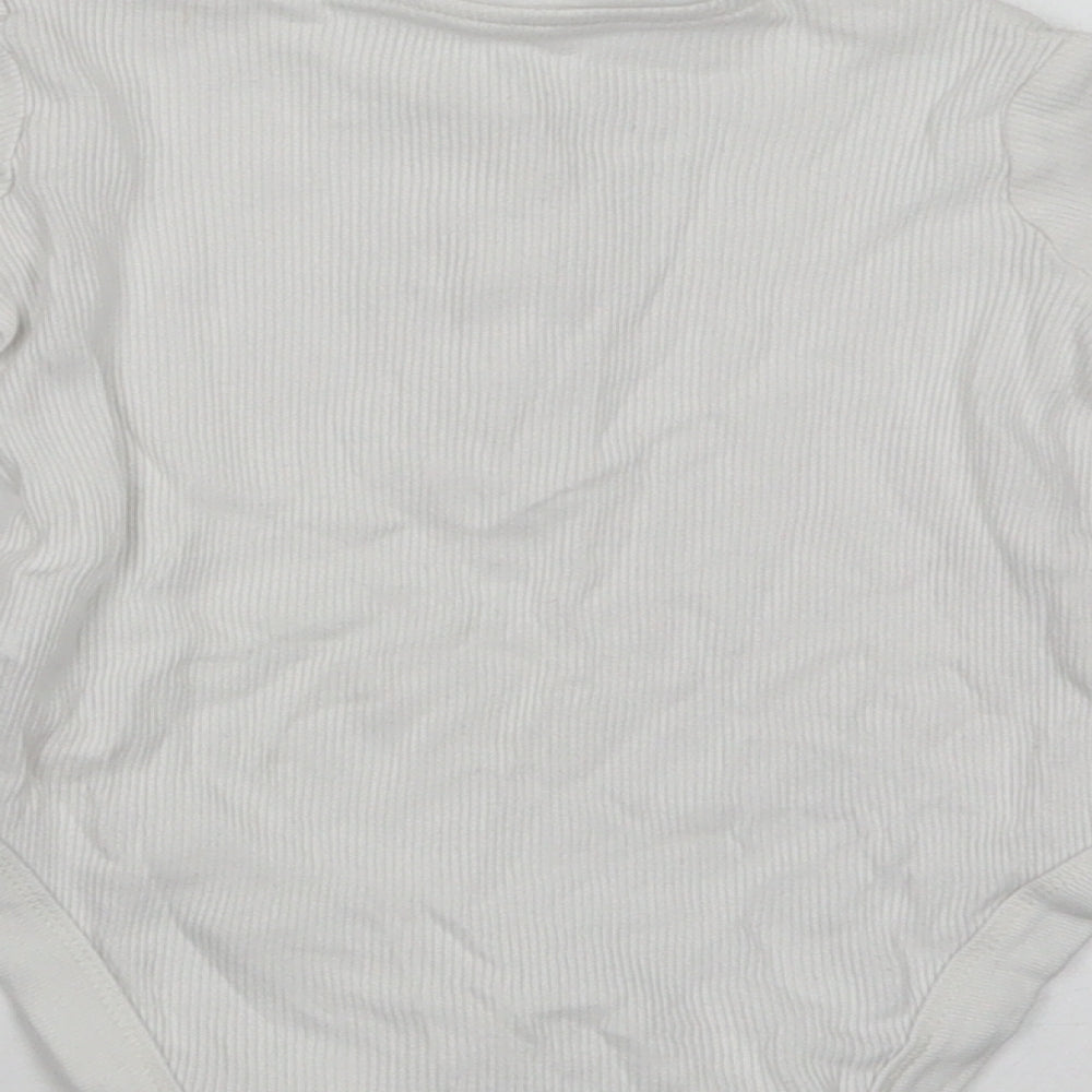 F&F Baby White  Cotton Romper One-Piece Size 9-12 Months  Snap